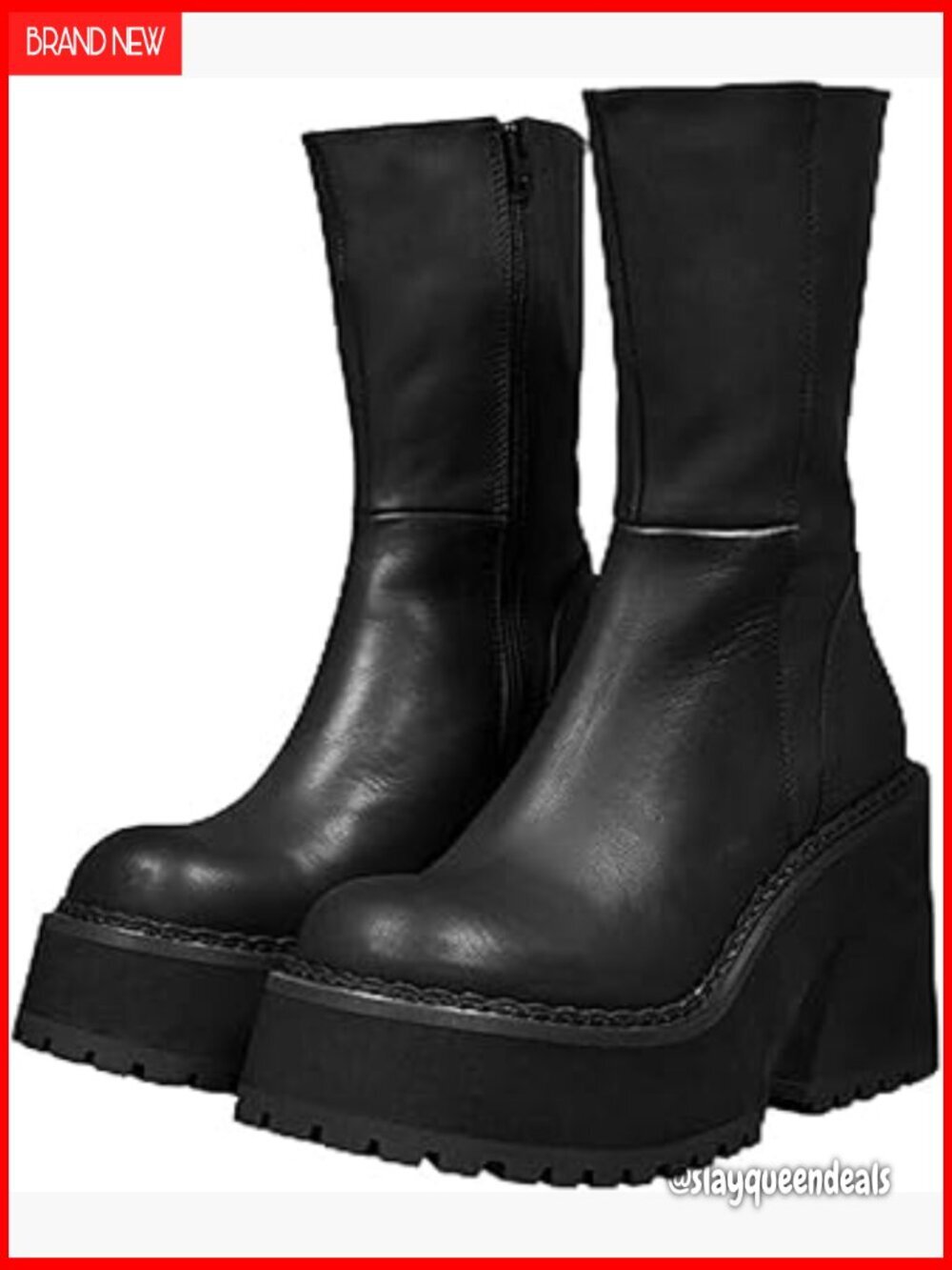 Women's Chunky Heel Platform Ankle Boots Combat Booties Round Toe Punk